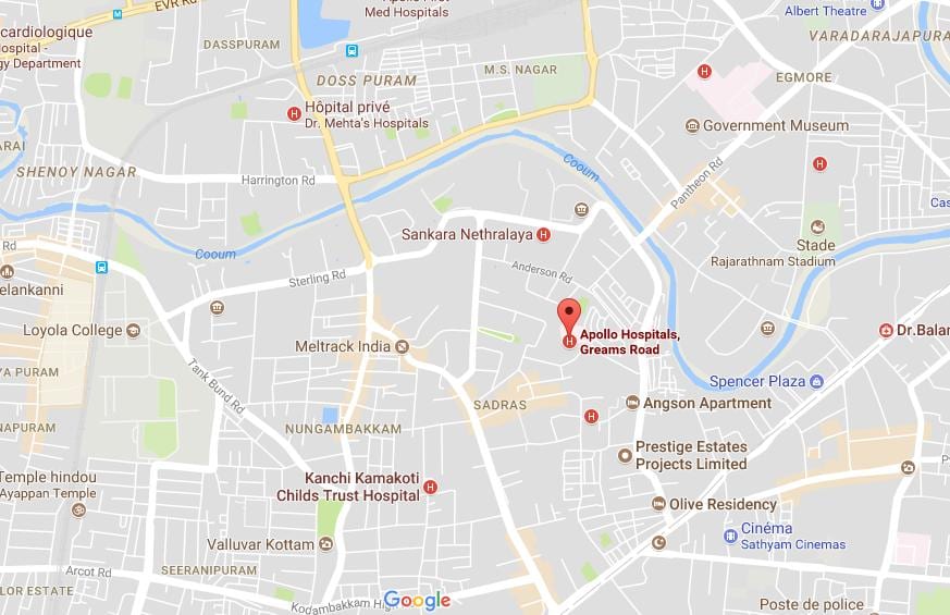 Апалон бальніцы Ченнае nungambakkam, які карце